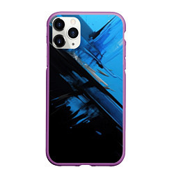 Чехол iPhone 11 Pro матовый Черно-синяя краска, цвет: 3D-фиолетовый