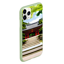 Чехол iPhone 11 Pro матовый Японский храм синто, цвет: 3D-салатовый — фото 2