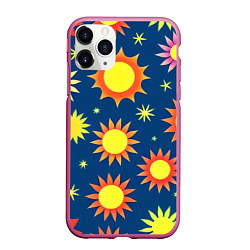 Чехол iPhone 11 Pro матовый Цветы солнца, цвет: 3D-малиновый