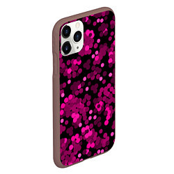 Чехол iPhone 11 Pro матовый Красно розовые конфетти на черном, цвет: 3D-коричневый — фото 2
