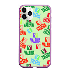 Чехол iPhone 11 Pro матовый Валерия - разноцветный текст, цвет: 3D-фиолетовый