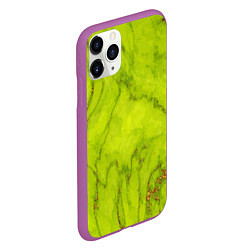 Чехол iPhone 11 Pro матовый Abstraction green, цвет: 3D-фиолетовый — фото 2