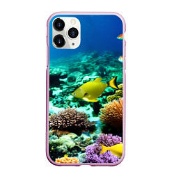 Чехол iPhone 11 Pro матовый Рыбы на дне моря, цвет: 3D-розовый