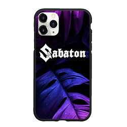 Чехол iPhone 11 Pro матовый Sabaton neon monstera, цвет: 3D-черный