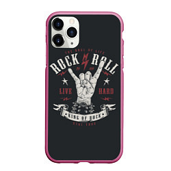 Чехол iPhone 11 Pro матовый Rock and roll - жест козы, цвет: 3D-малиновый