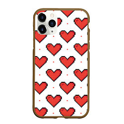 Чехол iPhone 11 Pro матовый Pixel heart, цвет: 3D-коричневый