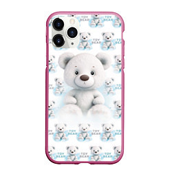Чехол iPhone 11 Pro матовый Плюшевый белый медведь, цвет: 3D-малиновый
