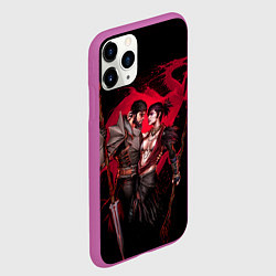 Чехол iPhone 11 Pro матовый Серый страж и Морриган, цвет: 3D-фиолетовый — фото 2