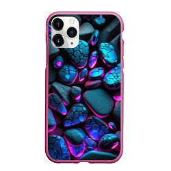 Чехол iPhone 11 Pro матовый Неоновые камни, цвет: 3D-малиновый