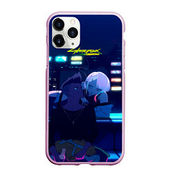 Чехол iPhone 11 Pro матовый Cyberpunk: Edgerunners Дэвид и Люси, цвет: 3D-розовый