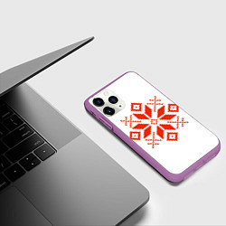 Чехол iPhone 11 Pro матовый Удмуртский узор, цвет: 3D-фиолетовый — фото 2