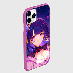 Чехол iPhone 11 Pro матовый Геншин Импакт: Райден, цвет: 3D-фиолетовый — фото 2