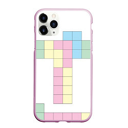Чехол iPhone 11 Pro матовый Тетрис буква т падающие блоки, цвет: 3D-розовый
