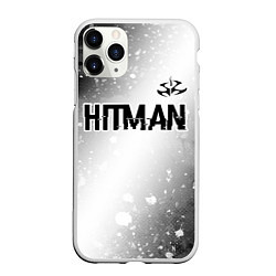 Чехол iPhone 11 Pro матовый Hitman glitch на светлом фоне: символ сверху, цвет: 3D-белый