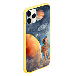 Чехол iPhone 11 Pro матовый Инопланетный пейзаж: арт нейросети, цвет: 3D-желтый — фото 2