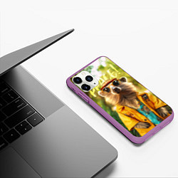Чехол iPhone 11 Pro матовый Peace - хиппи квокка короткохвостый кенгуру, цвет: 3D-фиолетовый — фото 2