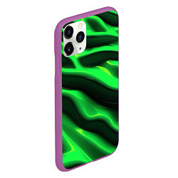 Чехол iPhone 11 Pro матовый Зелено-черный абстрактный фон, цвет: 3D-фиолетовый — фото 2