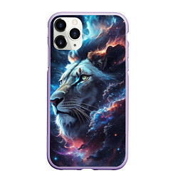 Чехол iPhone 11 Pro матовый Galactic lion, цвет: 3D-светло-сиреневый