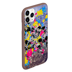 Чехол iPhone 11 Pro матовый Черепа на бетонной стене - граффити, цвет: 3D-коричневый — фото 2