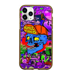Чехол iPhone 11 Pro матовый Humble minds - skull - graffiti, цвет: 3D-коричневый