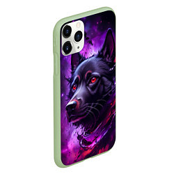 Чехол iPhone 11 Pro матовый Собака космос, цвет: 3D-салатовый — фото 2