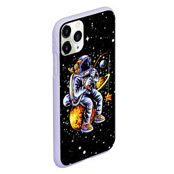 Чехол iPhone 11 Pro матовый Космонавт на рыбалке - неон, цвет: 3D-светло-сиреневый — фото 2