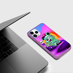 Чехол iPhone 11 Pro матовый Мишутка с лимонадом и конфетой, цвет: 3D-фиолетовый — фото 2