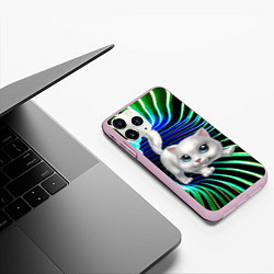 Чехол iPhone 11 Pro матовый Милая кошечка в космическом портале, цвет: 3D-розовый — фото 2