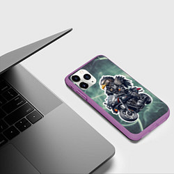Чехол iPhone 11 Pro матовый Стальной орёл байкер, цвет: 3D-фиолетовый — фото 2