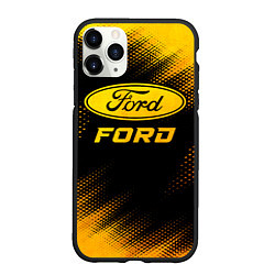 Чехол iPhone 11 Pro матовый Ford - gold gradient, цвет: 3D-черный