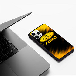 Чехол iPhone 11 Pro матовый Ford - gold gradient, цвет: 3D-черный — фото 2