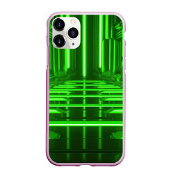 Чехол iPhone 11 Pro матовый Зеленые световые объекты, цвет: 3D-розовый