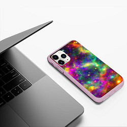 Чехол iPhone 11 Pro матовый Яркий неоновый космос, цвет: 3D-розовый — фото 2