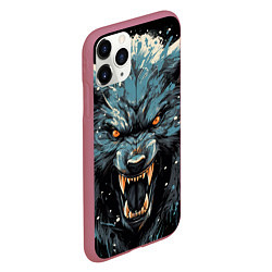 Чехол iPhone 11 Pro матовый Fantasy blue wolf, цвет: 3D-малиновый — фото 2