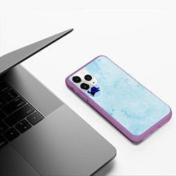 Чехол iPhone 11 Pro матовый Ледяное сердце и кошка любви, цвет: 3D-фиолетовый — фото 2