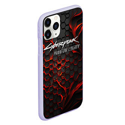 Чехол iPhone 11 Pro матовый Cyberpunk 2077 Phantom liberty red fire, цвет: 3D-светло-сиреневый — фото 2