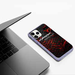 Чехол iPhone 11 Pro матовый Cyberpunk 2077 Phantom liberty red fire, цвет: 3D-светло-сиреневый — фото 2