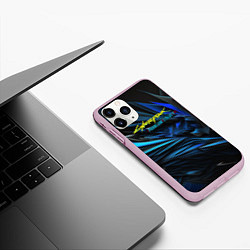 Чехол iPhone 11 Pro матовый Cyberpunk 2077 phantom liberty blue logo, цвет: 3D-розовый — фото 2