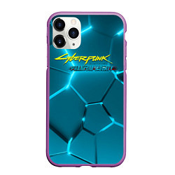 Чехол iPhone 11 Pro матовый Cyberpunk 2077 phantom liberty blue logo, цвет: 3D-фиолетовый