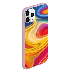 Чехол iPhone 11 Pro матовый Цветная волна, цвет: 3D-розовый — фото 2