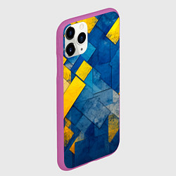 Чехол iPhone 11 Pro матовый Синяя и жёлтая геометрия, цвет: 3D-фиолетовый — фото 2