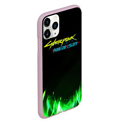 Чехол iPhone 11 Pro матовый Cyberpunk 2077 phantom liberty green fire logo, цвет: 3D-розовый — фото 2