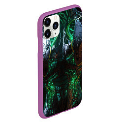 Чехол iPhone 11 Pro матовый Киберпанк торс, цвет: 3D-фиолетовый — фото 2