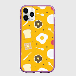 Чехол iPhone 11 Pro матовый Вкусный завтрак, цвет: 3D-фиолетовый