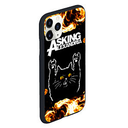 Чехол iPhone 11 Pro матовый Asking Alexandria рок кот и огонь, цвет: 3D-черный — фото 2