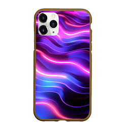 Чехол iPhone 11 Pro матовый Неоновые волны, цвет: 3D-коричневый