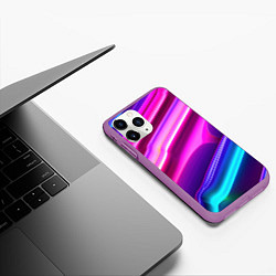 Чехол iPhone 11 Pro матовый Неоновые объемные полосы, цвет: 3D-фиолетовый — фото 2