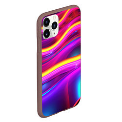 Чехол iPhone 11 Pro матовый Неоновые светящиеся волны, цвет: 3D-коричневый — фото 2