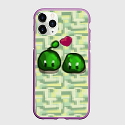 Чехол iPhone 11 Pro матовый Зеленые слаймы стардью, цвет: 3D-фиолетовый