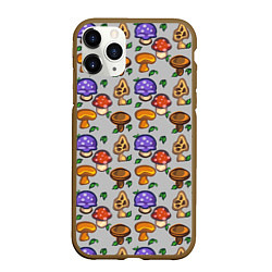Чехол iPhone 11 Pro матовый Stardew valley - pixel mushrooms, цвет: 3D-коричневый